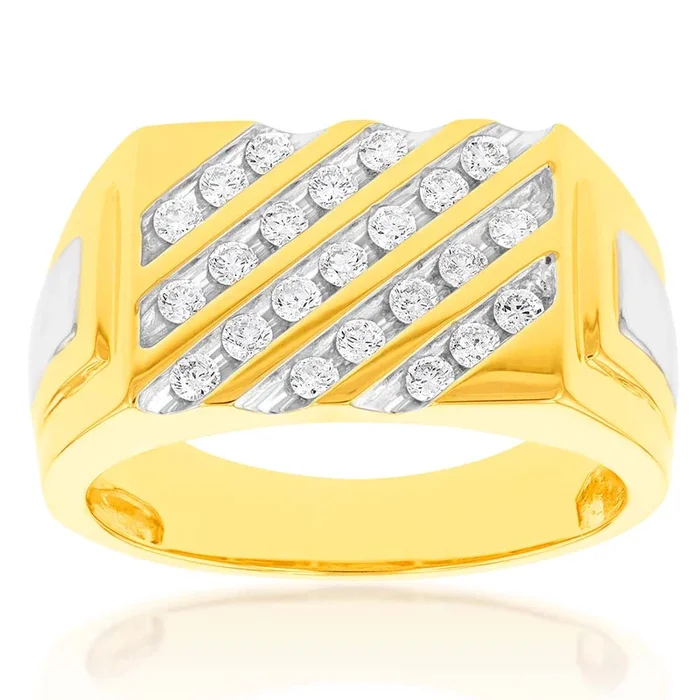 Luminesce Lab Grown 1/2 Carat Diamond Gents Ring in 9ct Yellow Gold