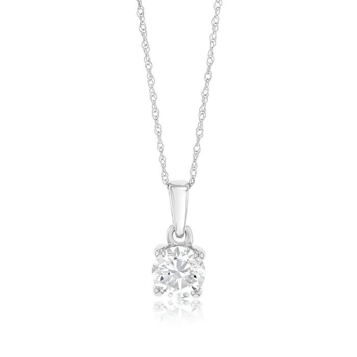 Luminesce Lab Grown 1 Carat Diamond Solitaire Pendant on 9ct White Gold Chain