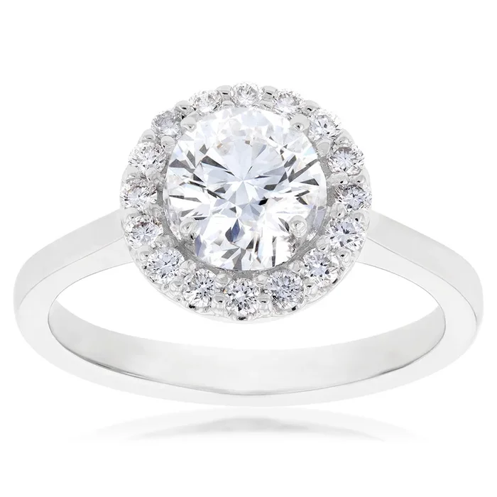Luminesce Lab Grown 18ct White Gold 1.3 Carat Diamond Halo Ring