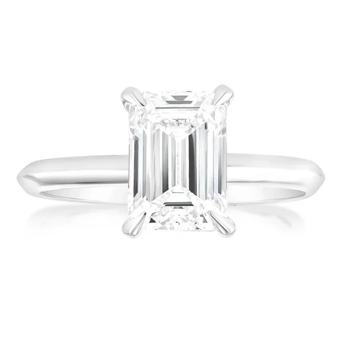 Luminesce Lab Grown Certified 2 Carat Diamond Emerald Cut Ring in 18ct White Gold