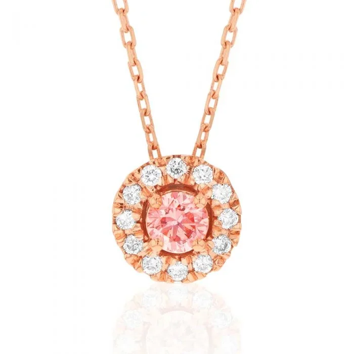 Luminesce Lab Grown Pink and White Diamond Pendant with Chain Included