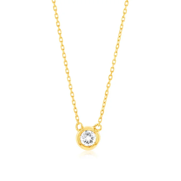 Luminesce Lab Grown Solitaire Diamond 15-19Pt Pendant in 9ct Yellow Gold with Chain