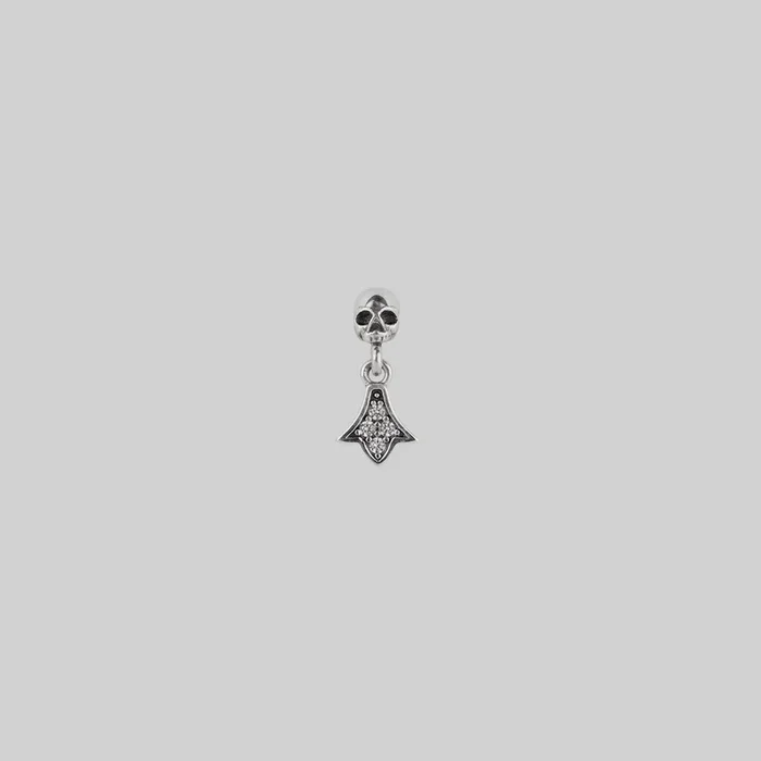 LUX. Skull & Fan Drop Stud Earring – Silver