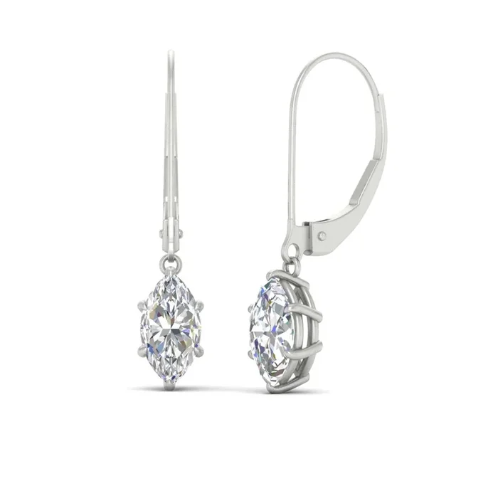 Luxe Marquise Drop Leverback Earrings for Her