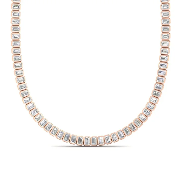Luxury Bezel Emerald Cut Tennis Necklace