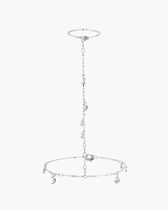 Lyra Hand Chain Bracelet in Silver