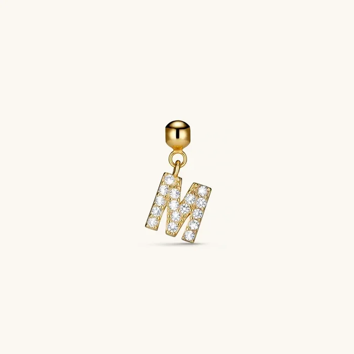 M Diamond Initial Charm Gold