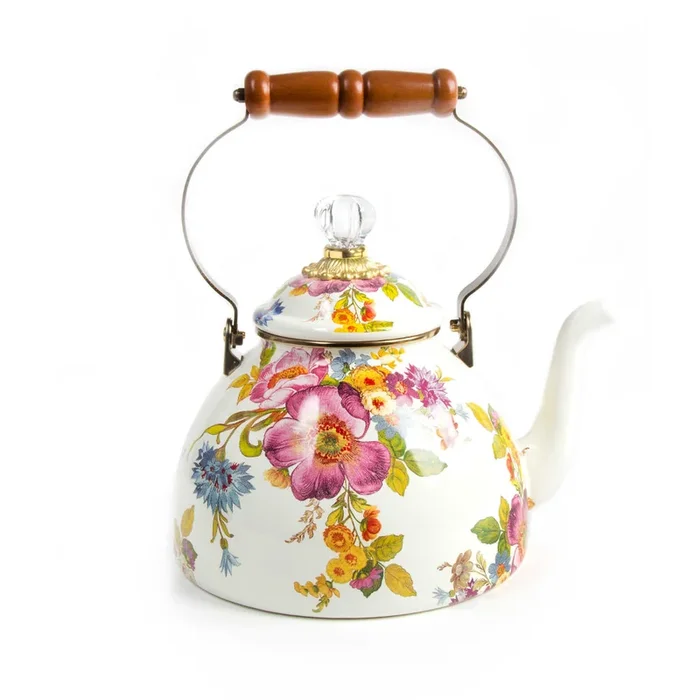 MacKenzie-Childs Flower Market Tea Kettle – White