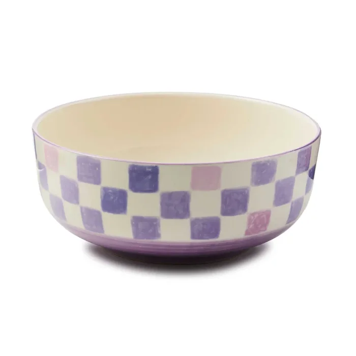 Mackenzie-Childs Lilac Check Serving Bowl