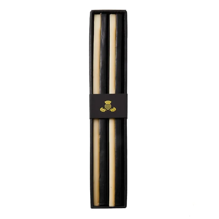 MacKenzie-Childs Quatro Black & Ivory Dinner Candles, Set of 2