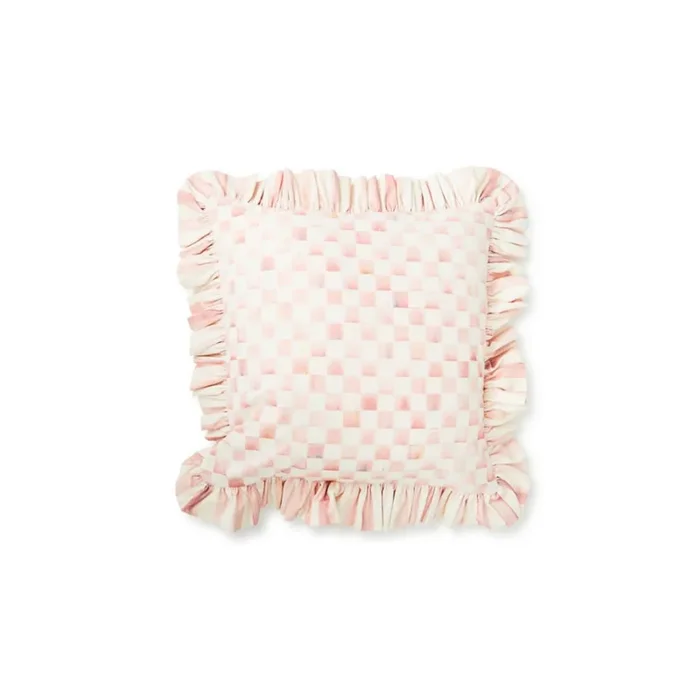 Mackenzie-Childs Rosy Check Ruffle Throw Pillow