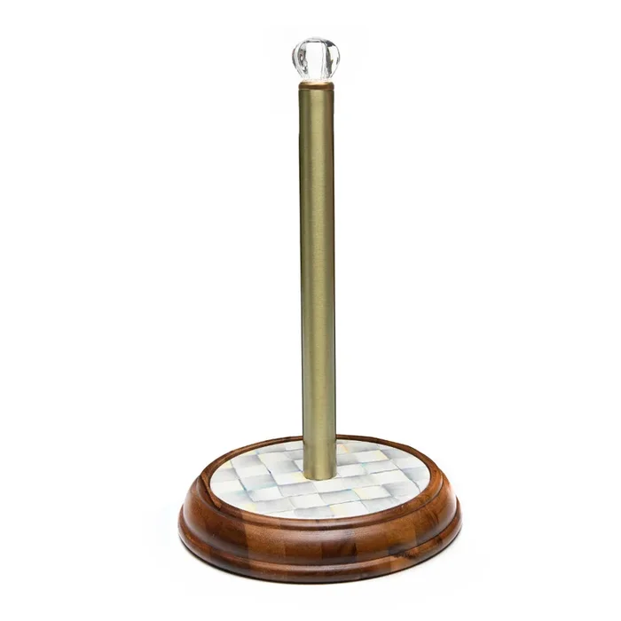 MacKenzie-Childs Sterling Check Wood Paper Towel Holder