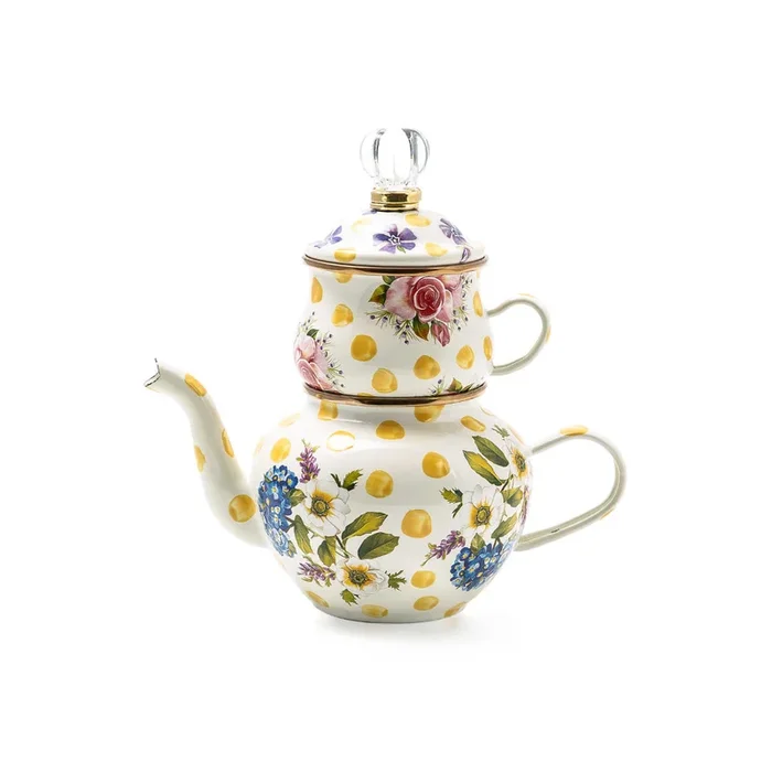 MacKenzie-Childs Wildflowers Enamel High Tea – Yellow