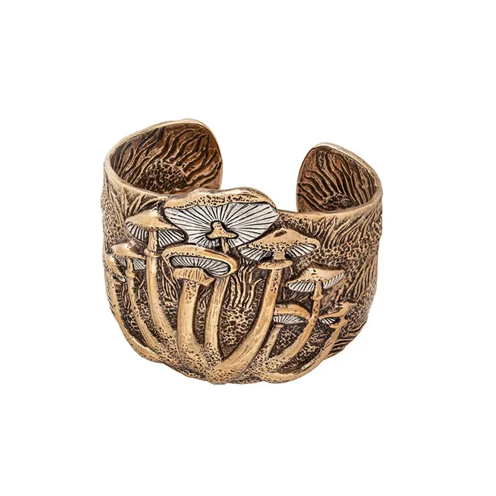 Magic Mushroom Cuff in Bronze with Silver Accents – Wide