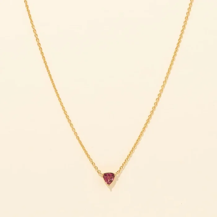 Maine Pink Tourmaline Necklace in 14kt Yellow Gold