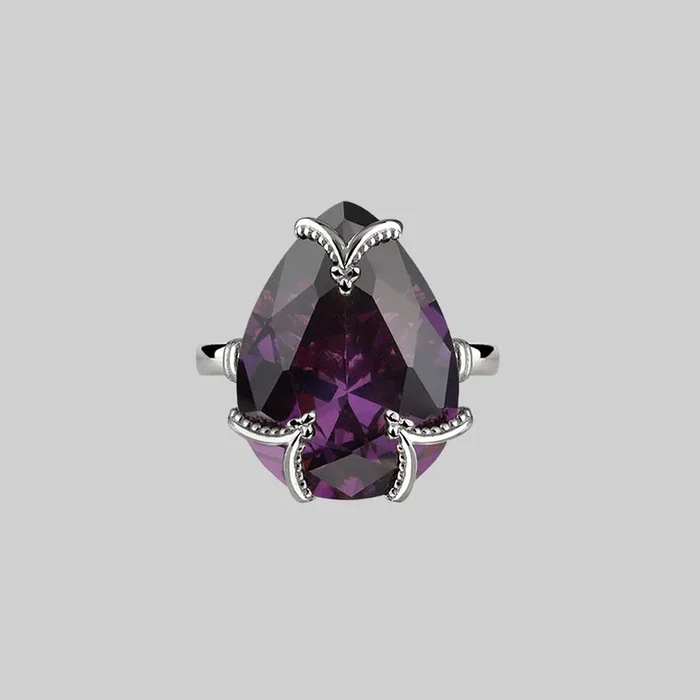 MALEFICENT. Amethyst CZ Gothic Ring – Silver