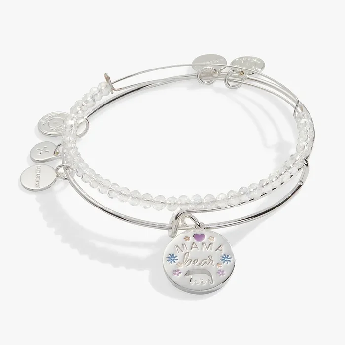 Mama Bear Charm Bangle Set of 2