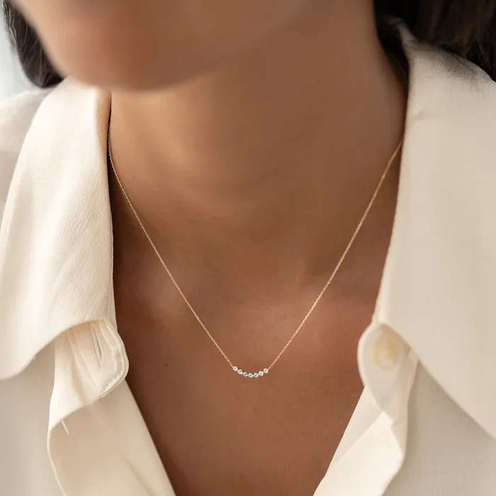 March Birthstone Necklace 14k Gold – Ombre Aquamarine
