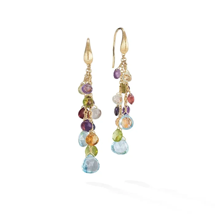 Marco Bicego Paradise Collection 18k Yellow Gold Mixed Gemstone Multi Strand Earrings