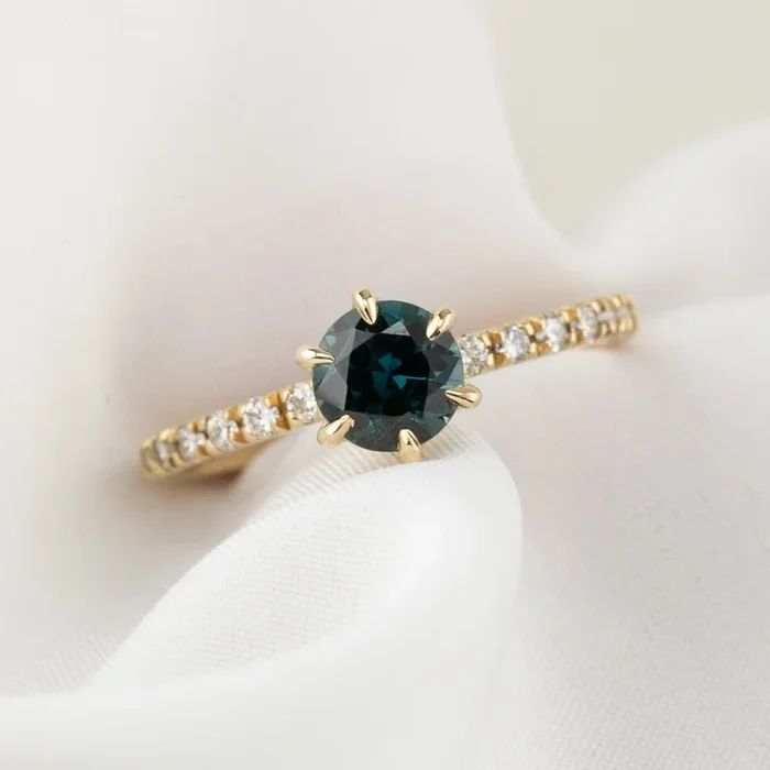 Maria Luxe Ring, 0.92ct Teal Blue Queensland Sapphire