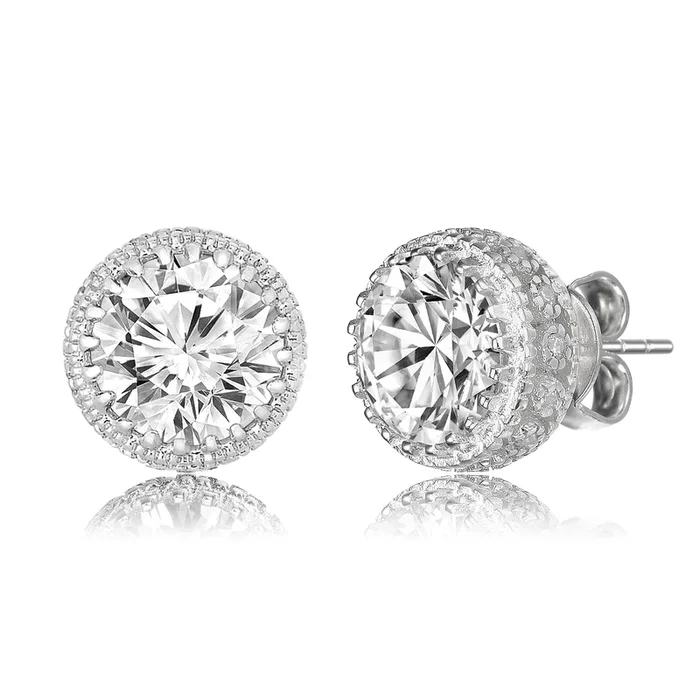 Marie Classic Frame Circle Button Earrings