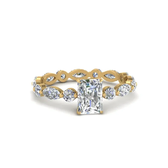 Marquise And Round Eternity Radiant Cut Engagement Ring