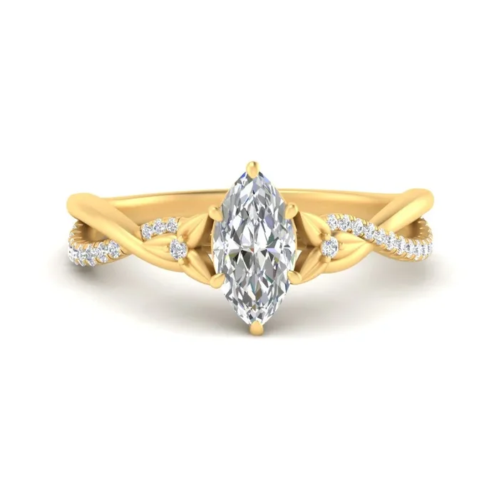Marquise Cut Infinity Daisy Floral Engagement Ring