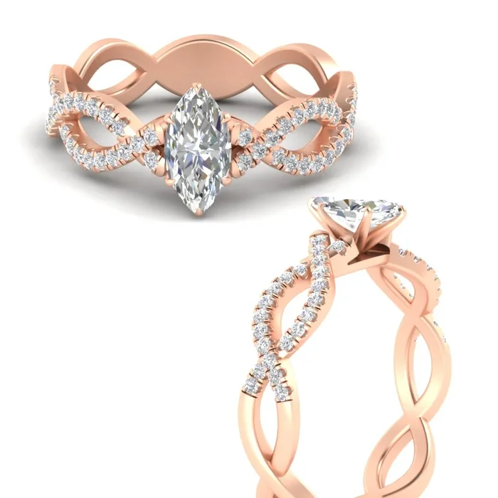 Marquise Cut Lab Diamond Infinity Twist Luxe Engagement Ring