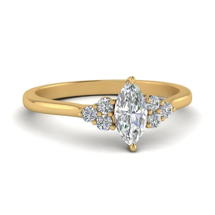 Marquise Cut Petite Cathedral Simple Diamond Ring