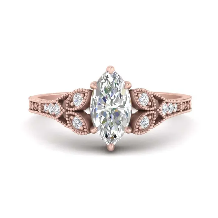 Marquise Cut Split Band Antique Engagement Ring