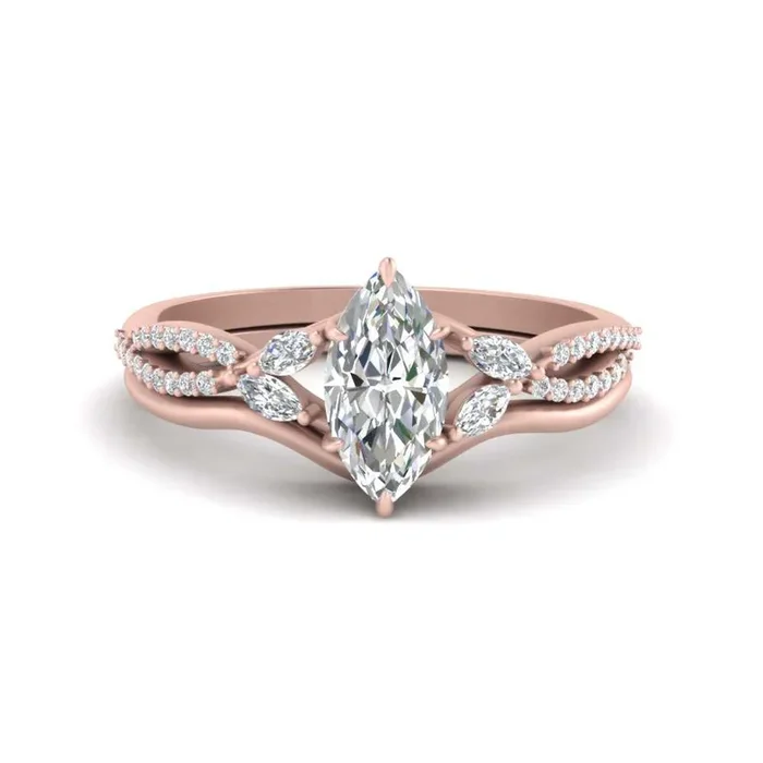 Marquise Cut Twisted Vine Split Bridal Set