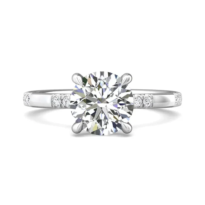 Martin Flyer 14k Gold Round Diamond Engagement Ring With Diamond Shank Stations
