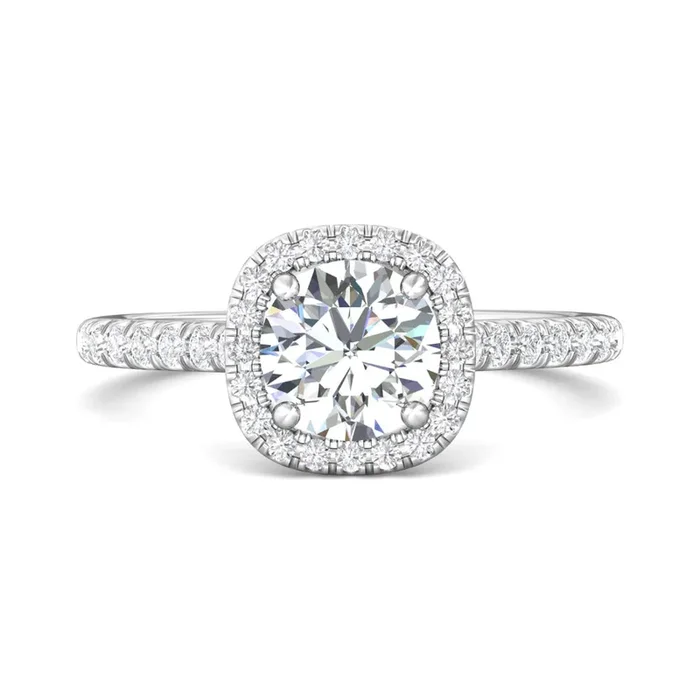 Martin Flyer 14k Round Diamond Engagement Ring with Cushion Halo