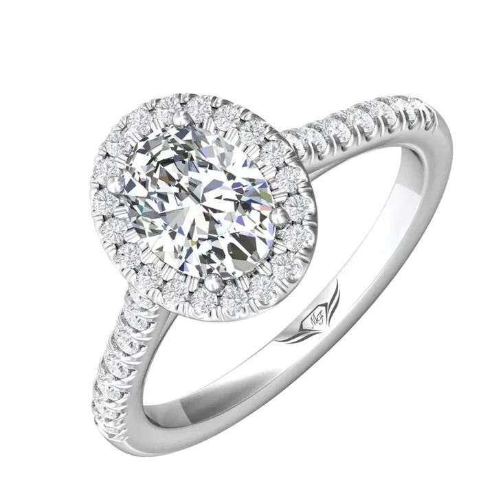 Martin Flyer Oval Diamond Halo Engagement Ring in 14kt White Gold (1 1/3ct tw)