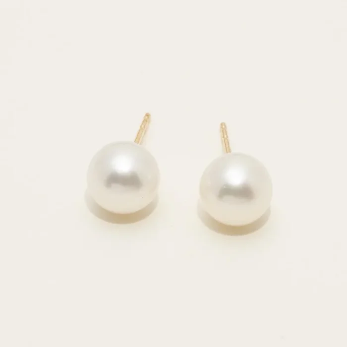 Mastoloni Cultured Freshwater Pearl Stud Earrings in 14kt Yellow Gold (7-7.5mm pearls)