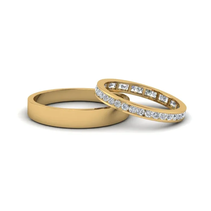 Matching Wedding Eternity Ring & Plain Band Him And Her