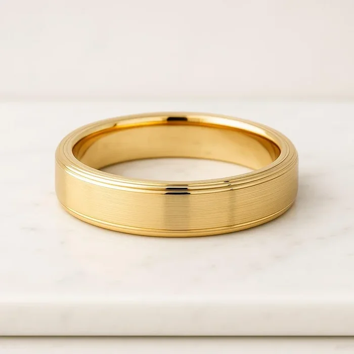 Matte Finished Plain Gold Band For Father