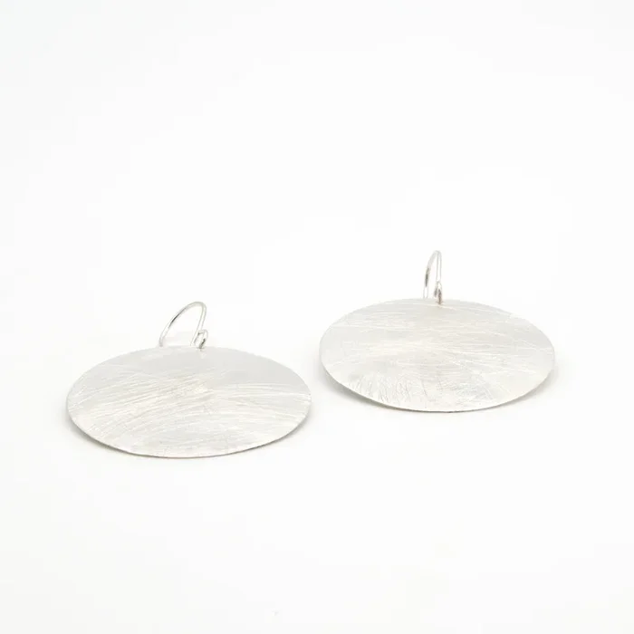 Matted Sterling Silver Disk Earrings
