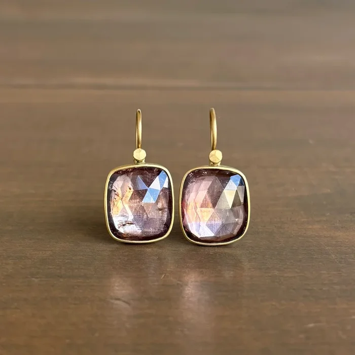 Mauve Tourmaline Chicklet Earrings