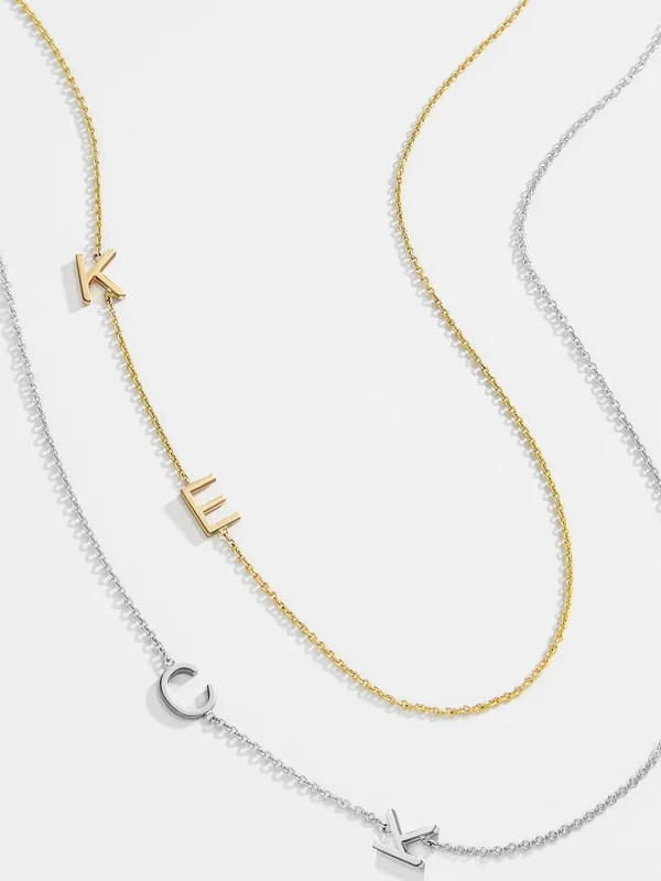 Maya Brenner Asymmetrical Custom Initial Necklace – Two Characters