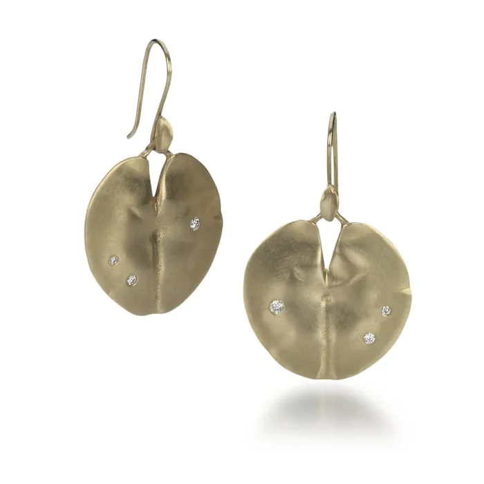Medium Gold Lily Pad Earrings