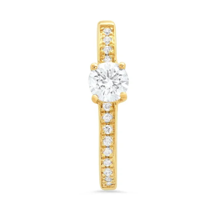 Medium Maasai Hoop Round Cut White Diamond with Pavé – Four Colors