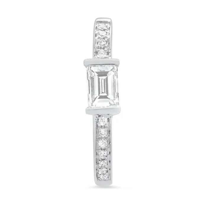 Medium Maasai Hoop with Baguette White Diamond with Pavé – Four Colors