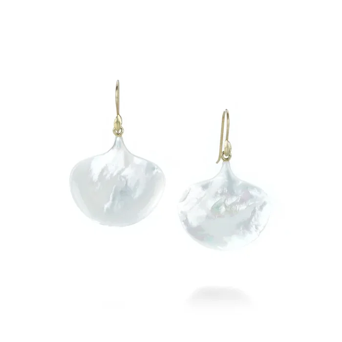 Medium Mother of Pearl Ginkgo Leaf Earrings