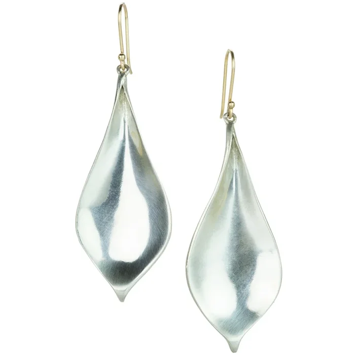 Medium Sterling Silver Crocus Petal Drop Earrings