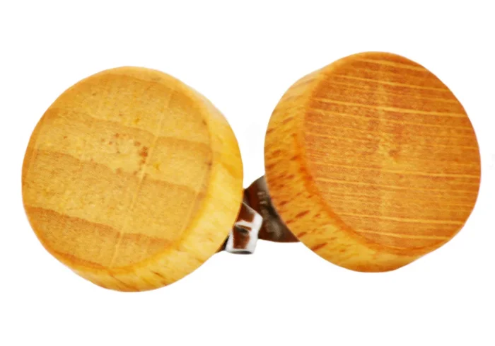 Men’s 12mm Genuine Natural Wood Stainless Steel Stud Earrings