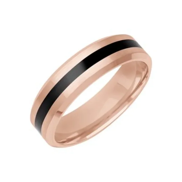 Men’s 14k Rose Gold and Ceramic Wedding Band