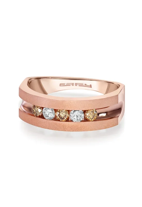 Men’s 14K Rose Gold Espresso and White Diamond Ring, 0.49 TCW