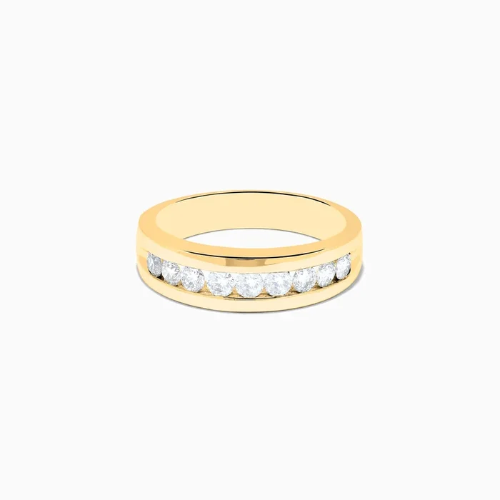 Men’s 14K Yellow Gold 9-Stone Channel Set Diamond Band, 1.00 TCW