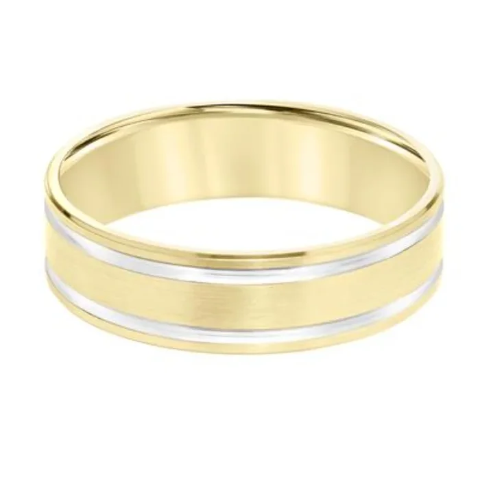 Men’s 8mm Two-Tone Flat Edge Carved Wedding Band